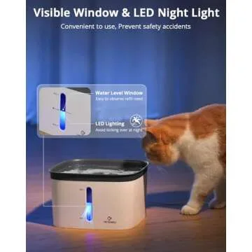Ultra Quiet Cat Water Fountain with Filtering and LED Light