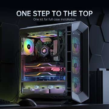 AsiaHorse FS-9002 Pro 120mm RGB Case Fan, 26 LED ARGB and Double LED Lingting Loops, 800-1800rpm Pwm Case Fan with Motherboard Sync/Analog Controller(9 Pack, White)