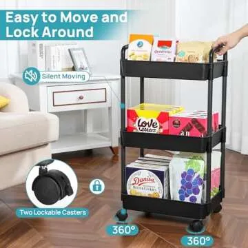 Vtopmart 3 Tier Rolling Cart - Ultimate Space Saver for Home Organization