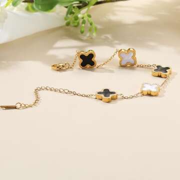 TICVRSS Gold Plated Clover Bracelet for Women