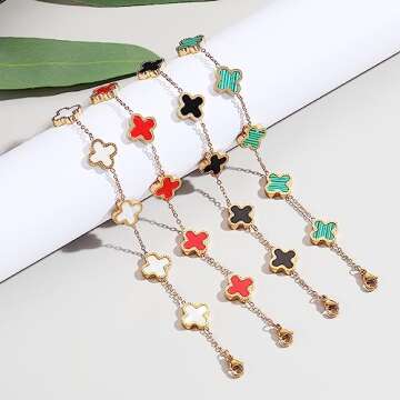 TICVRSS Gold Plated Clover Bracelet for Women