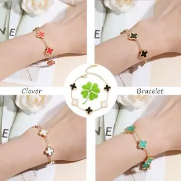 TICVRSS Gold Plated Clover Bracelet for Women