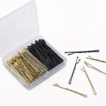 Deoot 120 PCS 2 Inches Bobby Pins Non Slip Hair Pins Black & Blonde for Women Hair Accessories with Storage Box