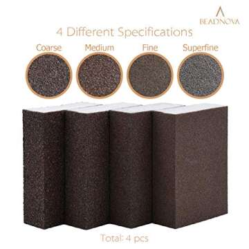 BEADNOVA Sanding Sponge Sand Block Coarse/Medium/Fine/Superfine Assorted Dry Wet Sanding Blocks for ...