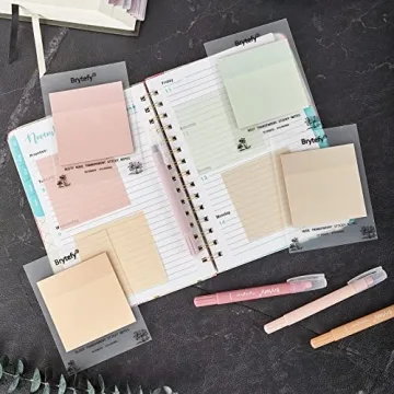 BRYTEFY Pastel Transparent Sticky Notes 4 Pads 3x3