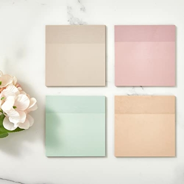 BRYTEFY Pastel Transparent Sticky Notes 4 Pads 3x3