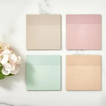 BRYTEFY Pastel Transparent Sticky Notes 4 Pads 3x3