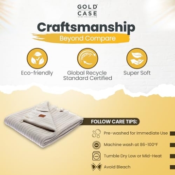 Gold CASE 100% Recycled Cotton Throw Blanket - Beige