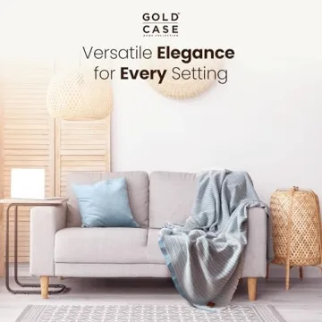 Gold CASE 100% Recycled Cotton Throw Blanket - Beige