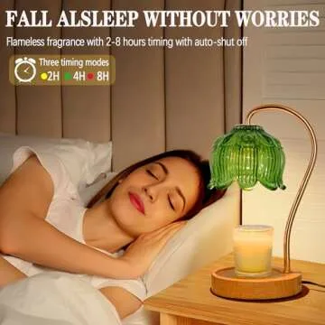 NONVJJ Candle Warmer lamp with Timer Dimmer,Electric Candle Warmer, Vintage Flower Lotus lamp,Compatible with Various Candles, Gifts for Mom Women,Candle Lamp for Bedroom Home Decor Green-02