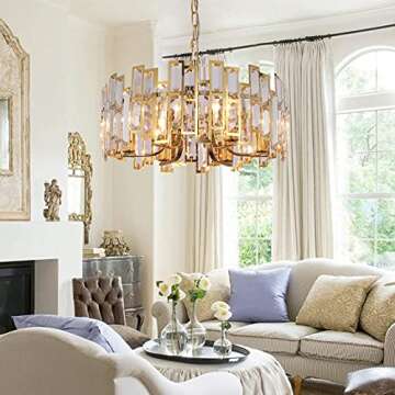 Akeelighting Gold Chandeliers Lighting Modern Crystal Chandelier 6 Light Contemporary Girls Bedroom ...