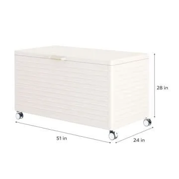 MIRADOR 134 Gallon Large Outdoor Deck Box with Wheels, Storage Box with Lid for Patio Furniture, Garden Tools, Outdoor Cushion, Latte