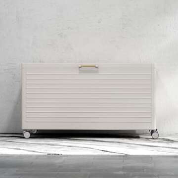 MIRADOR 134 Gallon Large Outdoor Deck Box with Wheels, Storage Box with Lid for Patio Furniture, Garden Tools, Outdoor Cushion, Latte