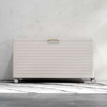 MIRADOR 134 Gallon Large Outdoor Deck Box with Wheels, Storage Box with Lid for Patio Furniture, Garden Tools, Outdoor Cushion, Latte