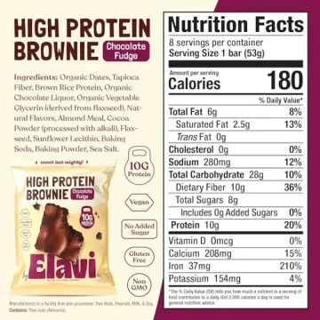 Elavi Protein Brownies: Delicious Vegan Treat with 10g Protein