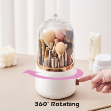 Stylish 360 Rotating Makeup Brush Holder with Lid