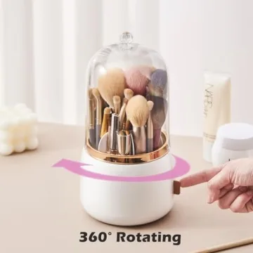 Stylish 360 Rotating Makeup Brush Holder with Lid