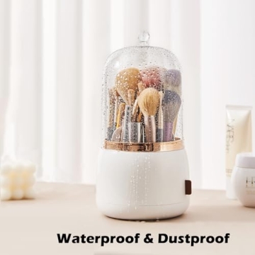 Stylish 360 Rotating Makeup Brush Holder with Lid