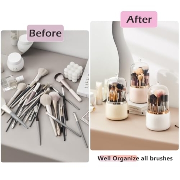 Stylish 360 Rotating Makeup Brush Holder with Lid