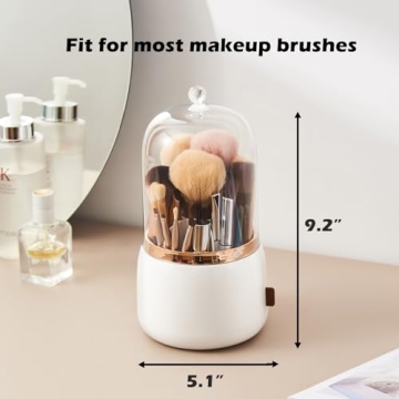 Stylish 360 Rotating Makeup Brush Holder with Lid