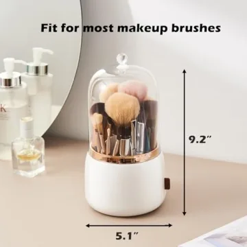 Stylish 360 Rotating Makeup Brush Holder with Lid