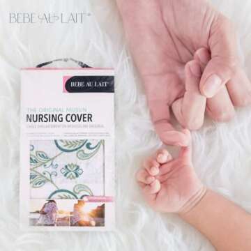Bebe au Lait Nursing Cover, Apron, Shawl, Privacy Covers for Breast Feeding & Pumping, Breastfeeding Cover for Mom, Soft, & Breathable Muslin Cotton, Full Coverage, One Size Fits All - Isla
