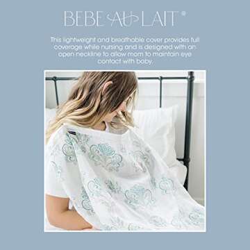 Bebe au Lait Nursing Cover, Apron, Shawl, Privacy Covers for Breast Feeding & Pumping, Breastfeeding Cover for Mom, Soft, & Breathable Muslin Cotton, Full Coverage, One Size Fits All - Isla
