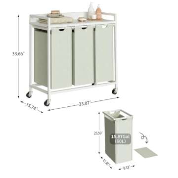 Herture Laundry Hamper with Shelf - 3 Section Sorter