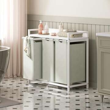 Herture Laundry Hamper with Shelf - 3 Section Sorter