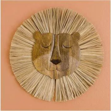 Crane Baby Safari Nursery and Toddler Room Décor, Wooden Animal Wall Décor for Boys and Girls, Lion, 21" x 21"