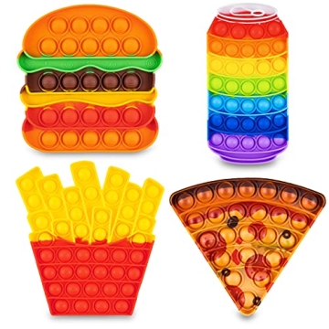 Pop Its Fidget Toys Pack 4 - Stress Relief Food Pop Its Poppers Fidget Poppet Toy - Autism Learning ...