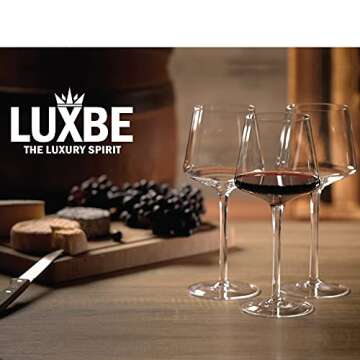 Luxbe Crystal Wine Glasses Set of 6 - Elegant, Lead-Free, and Perfect for Any Occasion!
