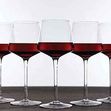 Luxbe Crystal Wine Glasses Set of 6 - Elegant and Lead-Free