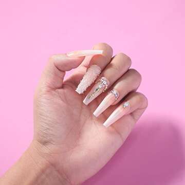 Kikmoya Luxury Extra Long Coffin Press on Nails in Pink Ombre