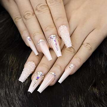 Kikmoya Luxury Extra Long Coffin Press on Nails in Pink Ombre