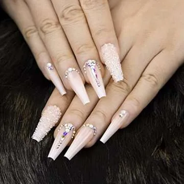 Kikmoya Luxury Extra Long Coffin Press on Nails in Pink Ombre