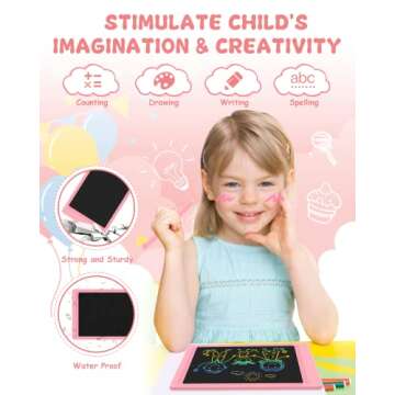 LCD Writing Tablet Kids Toys for 3 Year Old Boys Girls Gifts,8.5 Inch Doodle Board Drawing Pad Gifts for Kids,Toddler Educational Toys for 3 4 5 6 7 Years Old Boys and Girls Pink