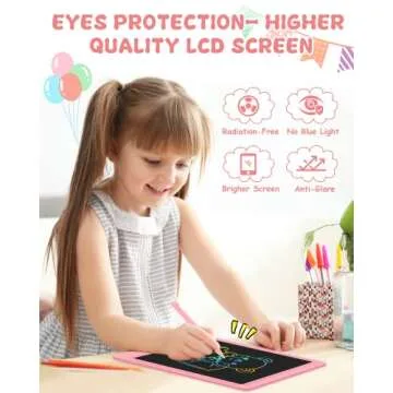 LCD Writing Tablet Kids Toys for 3 Year Old Boys Girls Gifts,8.5 Inch Doodle Board Drawing Pad Gifts for Kids,Toddler Educational Toys for 3 4 5 6 7 Years Old Boys and Girls Pink