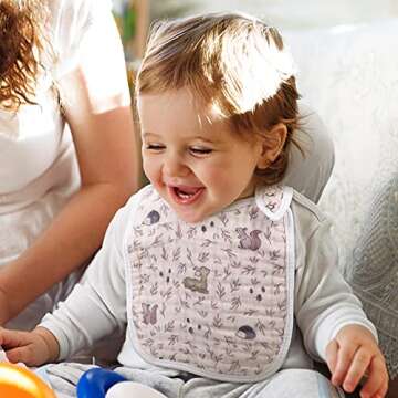 Snap Muslin Bibs for Girls, 3-Pack Baby Bibs for Infants, Newborns and Toddlers, 100% Cotton Muslin ...