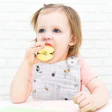 Snap Muslin Bibs for Girls - 3-Pack Soft & Absorbent Bibs