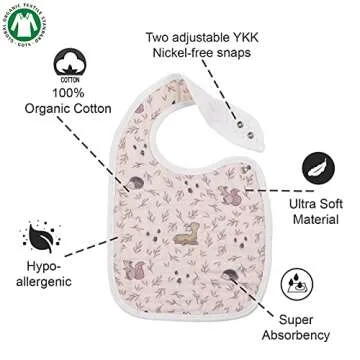 Snap Muslin Bibs for Girls - 3-Pack Soft & Absorbent Bibs