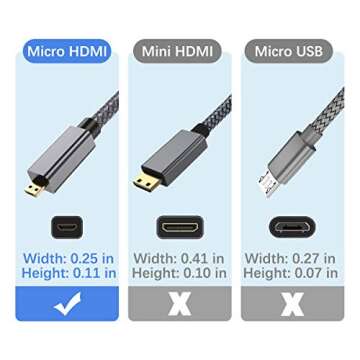Elebase Micro HDMI Cable 6.6 FT,4K 60Hz Micro HDMI Cord Compatible for Raspberry Pi 4 4b,GoPro Black...