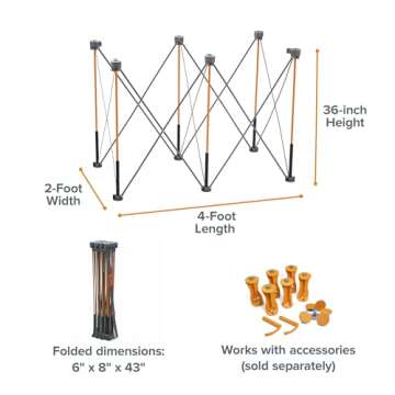 BORA Centipede CT6 36 inch Tall Portable Folding Workstand with Carry Strap, Collapsible Workbench, ...