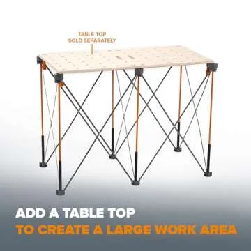 BORA Centipede CT6 36 inch Tall Portable Folding Workstand with Carry Strap, Collapsible Workbench, Construction table, Support, Sawhorse, 2Ft X 4Ft, 36 inch work height, 2,500lb weight capacity