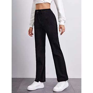 Floerns High Waisted Raw Hem Work Jeans for Women