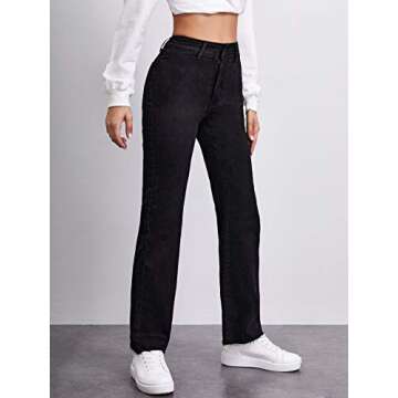 Floerns High Waisted Raw Hem Work Jeans for Women