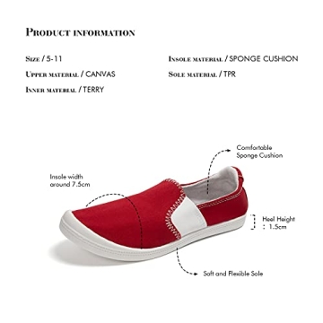 FUNKYMONKEY Women’s Comfortable Slip-On Canvas Sneakers