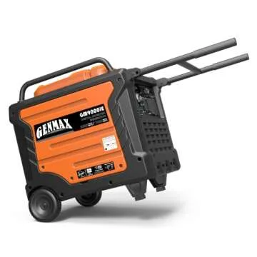 GENMAX Portable Generator, 9000W Super Quiet Gas Powered Engine with Parallel Capability, Remote/Electric Start, Digital Display,EPA Compliant，CO Alarm Ideal for Home Backup Power (GM9000iE)