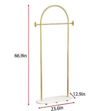 Smlttel Gold Clothing Rack with Sturdy Marble Base