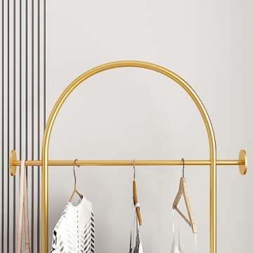 Smlttel Gold Clothing Rack with Sturdy Marble Base
